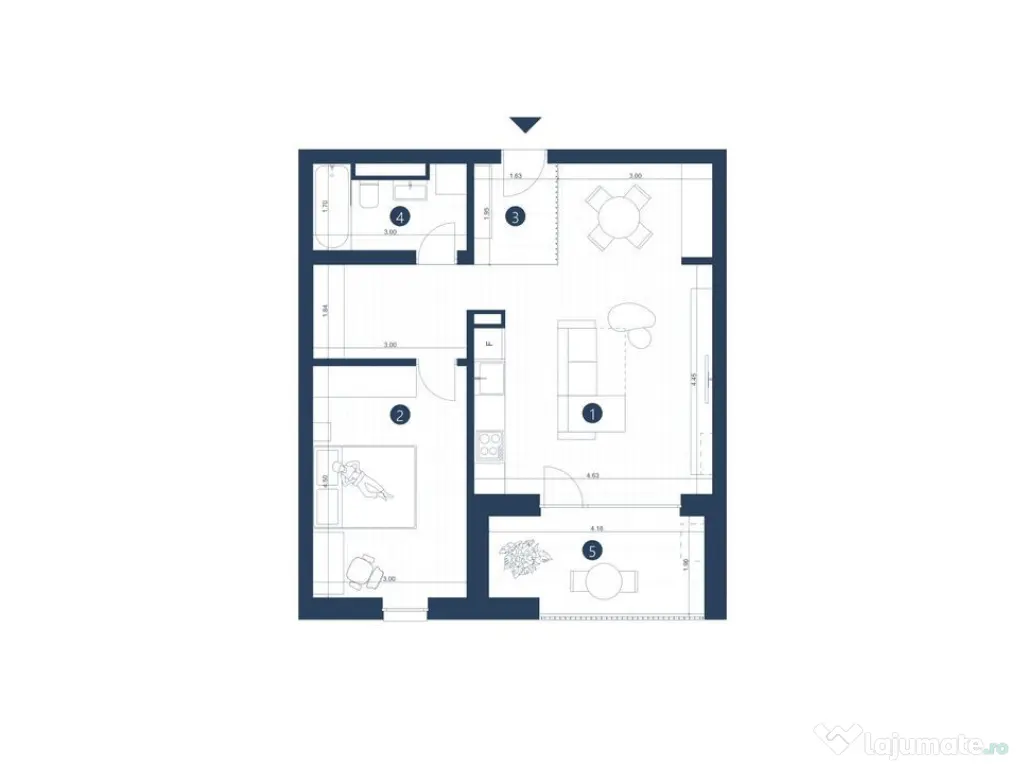 Apartament cu 2 camere în zona Confecții