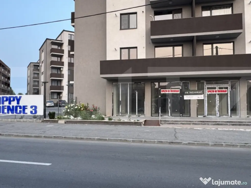 Spațiu comercial parter bloc nou, 109 mp open space, vitrin