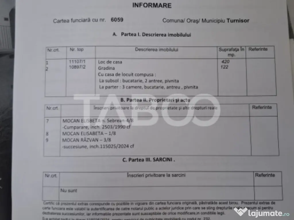 Casa de vanzare cu 3 camere si gradina in zona Turnisor Sibi 