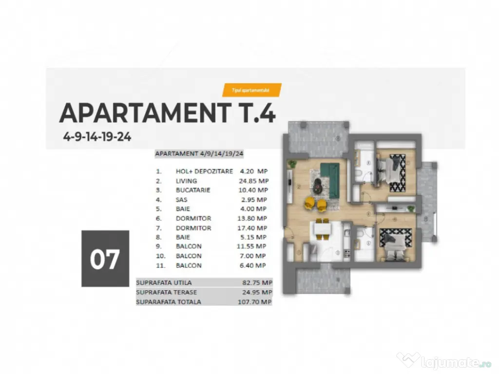 Ultracentral | Piata Unirii | 3 camere, 108 mp, 3 balcoane, 