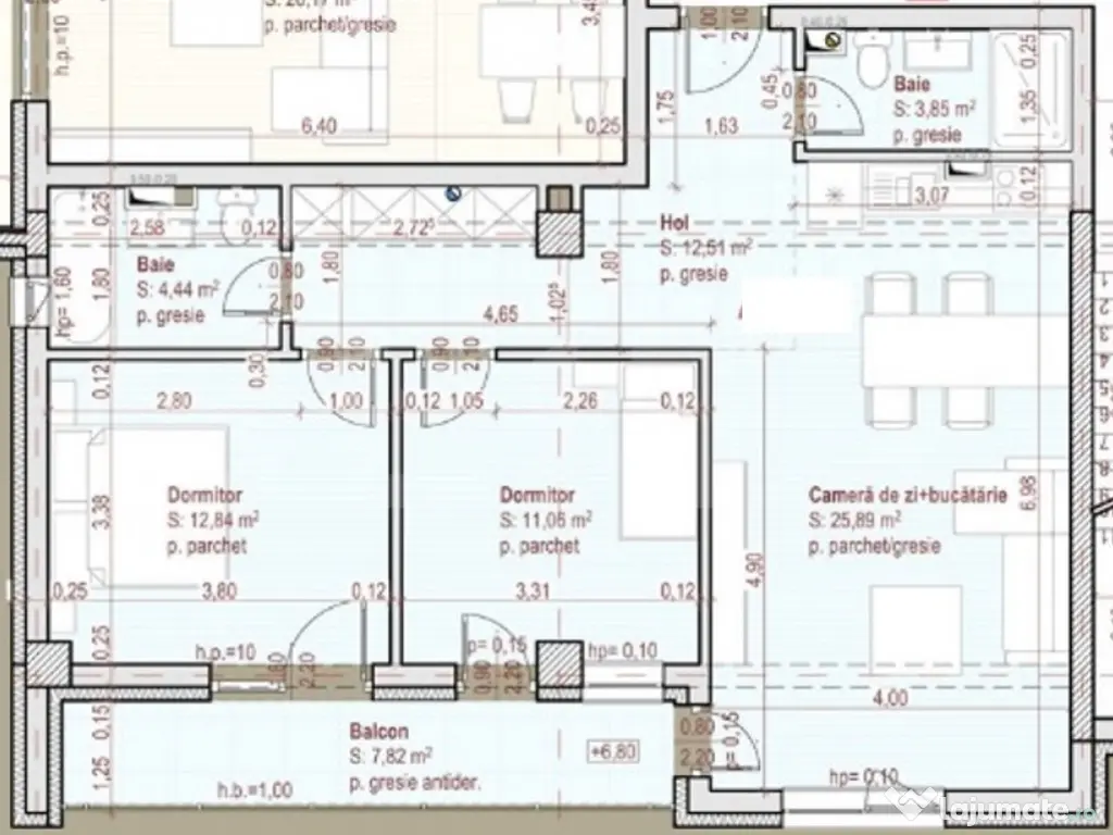 Apartament 3 camere, 70 mp, 2 bai, etaj intermediar, zona Te 