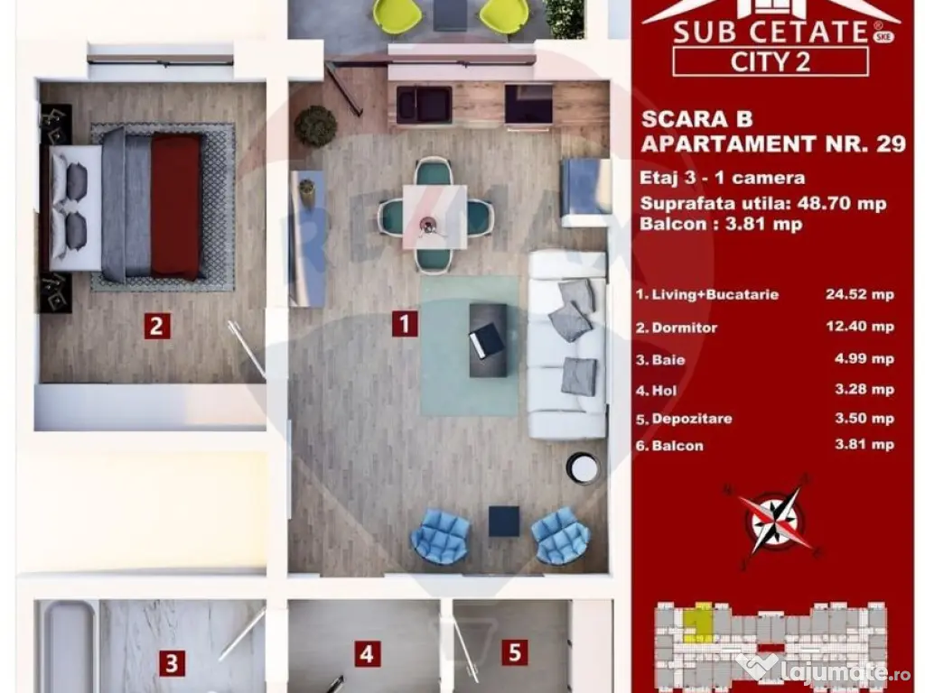 Apartament 2 cam NOU-Subcetate City 2 | 49 mp | FINALIZAT 