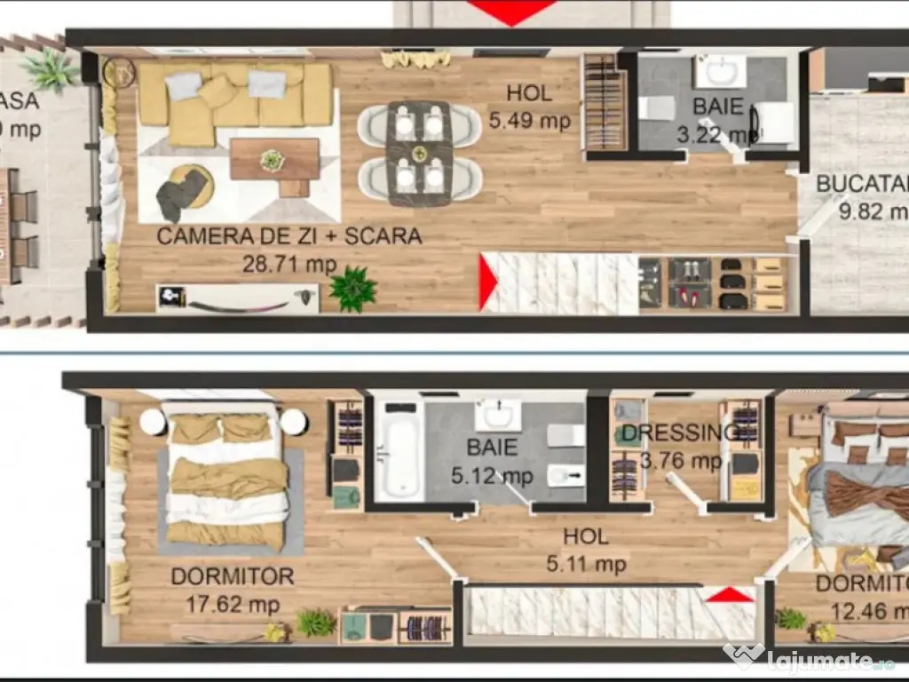 Duplex modern cu grădină și două locuri de parcare 