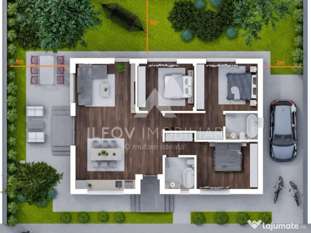 Tunari, casa parter, 120mp, lot 337mp, Green Place 