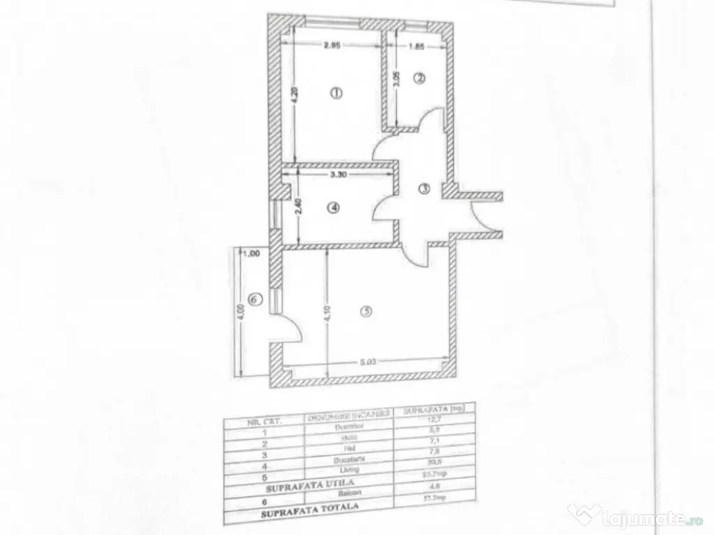 Apartament cu 2 camere, 57.70 mp, loc de parcare, Galata