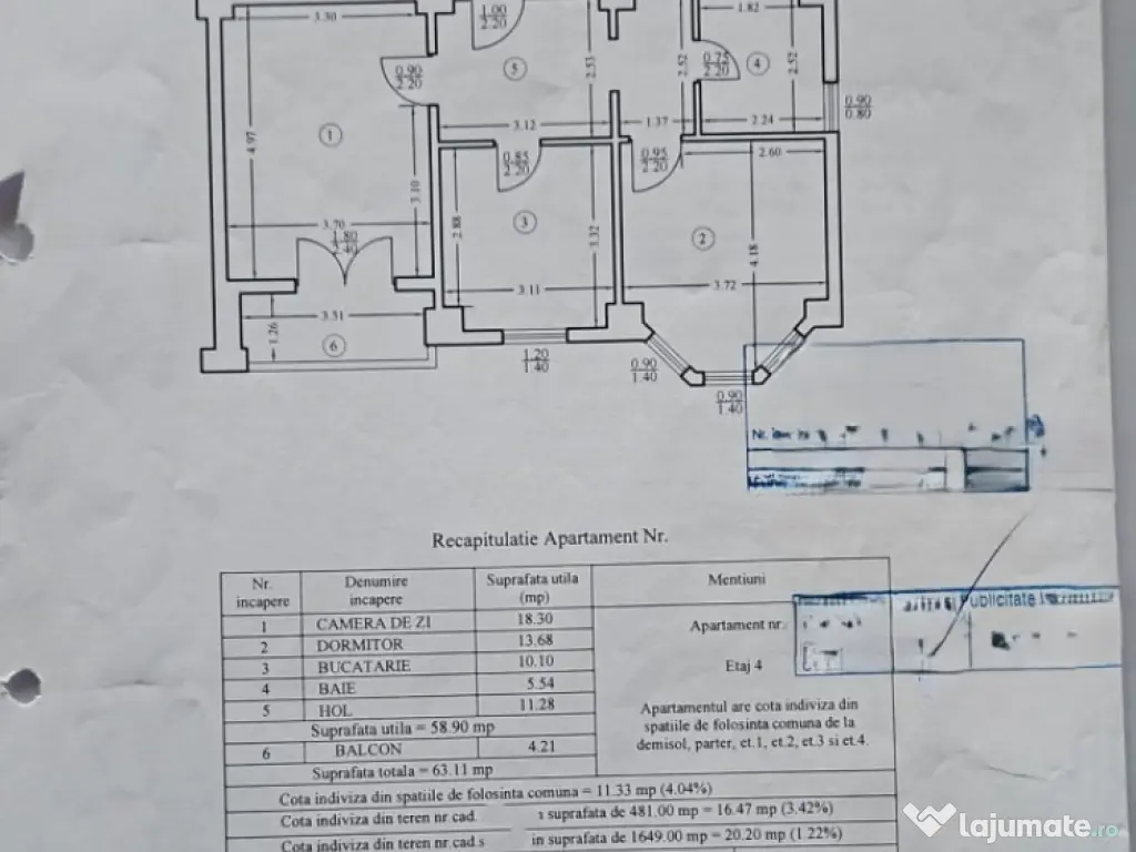 BUCIUM - Apartament 2 camere DECOMANDAT 63,11 mp + LOC DE PA 