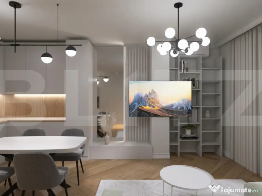 Apartament nou modern, 2 camere, centrala pe gaz si panouri