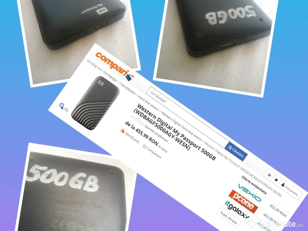 USB 3.0 Hard disk extern 500GB WD My Passport 