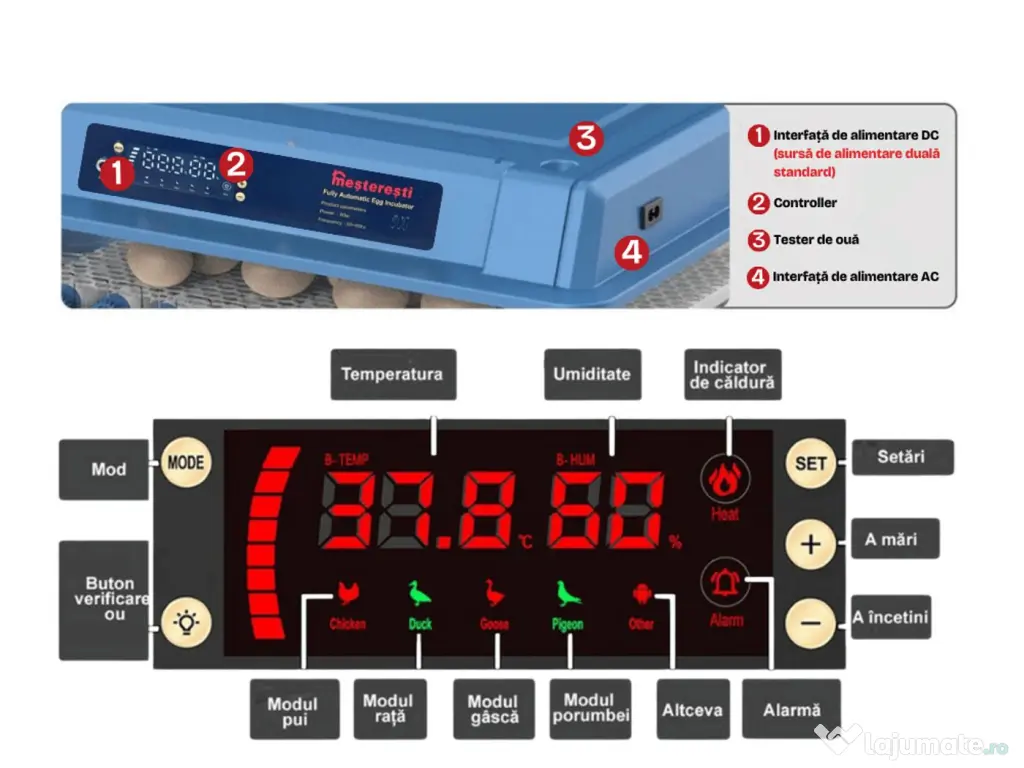 Incubator 64 ouă profesional automat smart Rico 