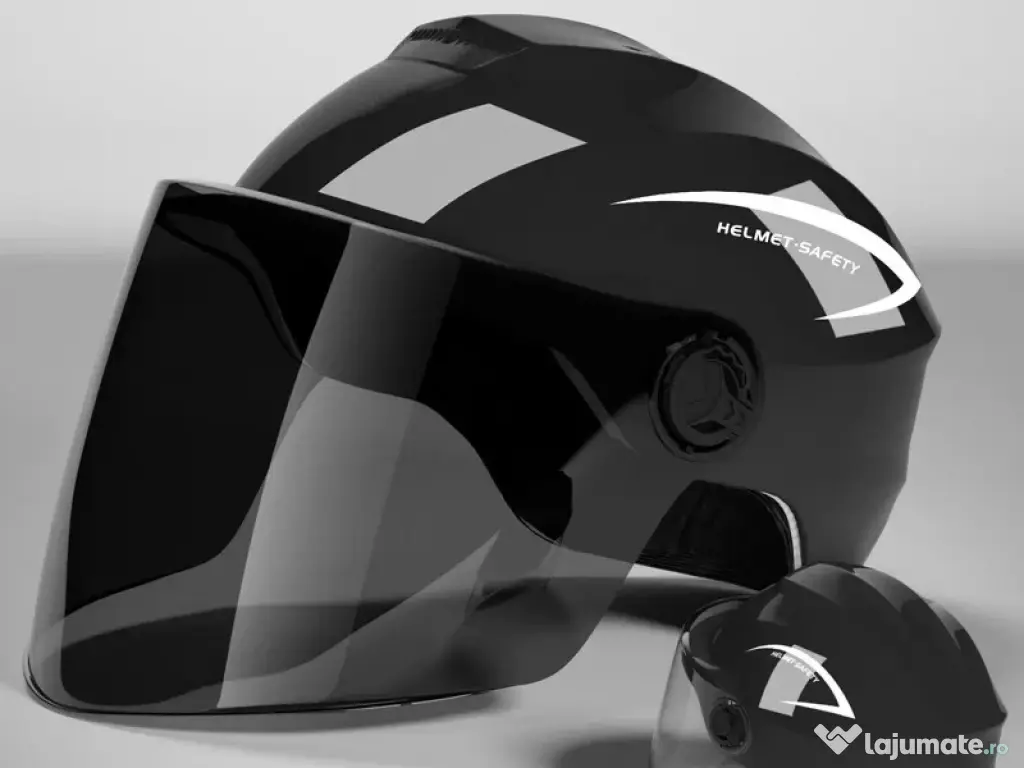 Casca scuter/bicicleta electrica cu vizor, marime universala 54-60 cm, Negru 