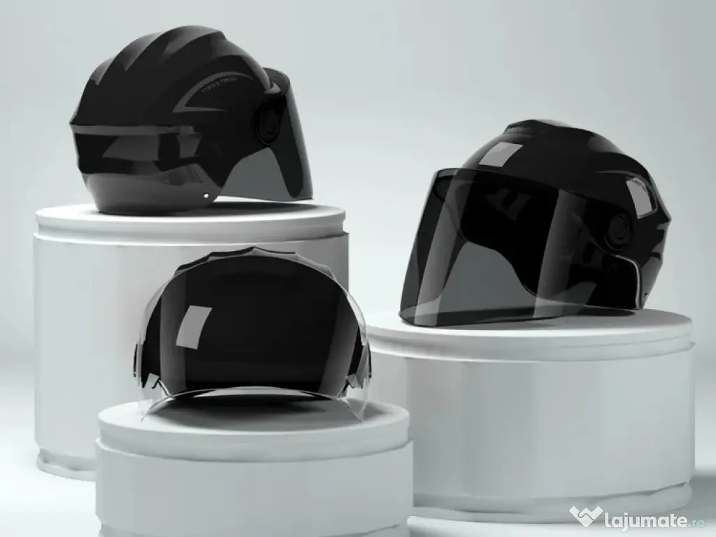 Casca scuter/bicicleta electrica cu vizor, marime universala 54-60 cm, Negru 