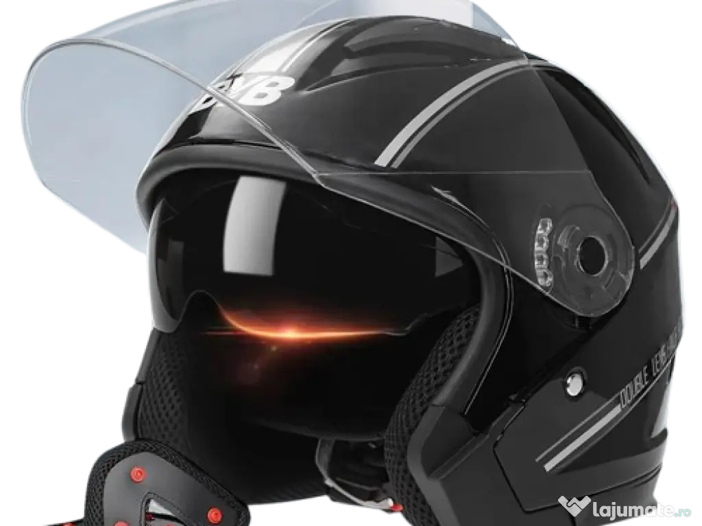 Casca Moto/Scuter Italia, Viziera Dubla, Protectie UV, marime universala, Neagra 