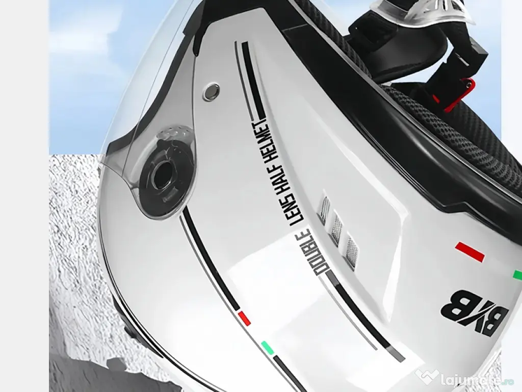 Casca Moto/Scuter Italia, Viziera Dubla, Protectie UV, marime universala, Neagra 