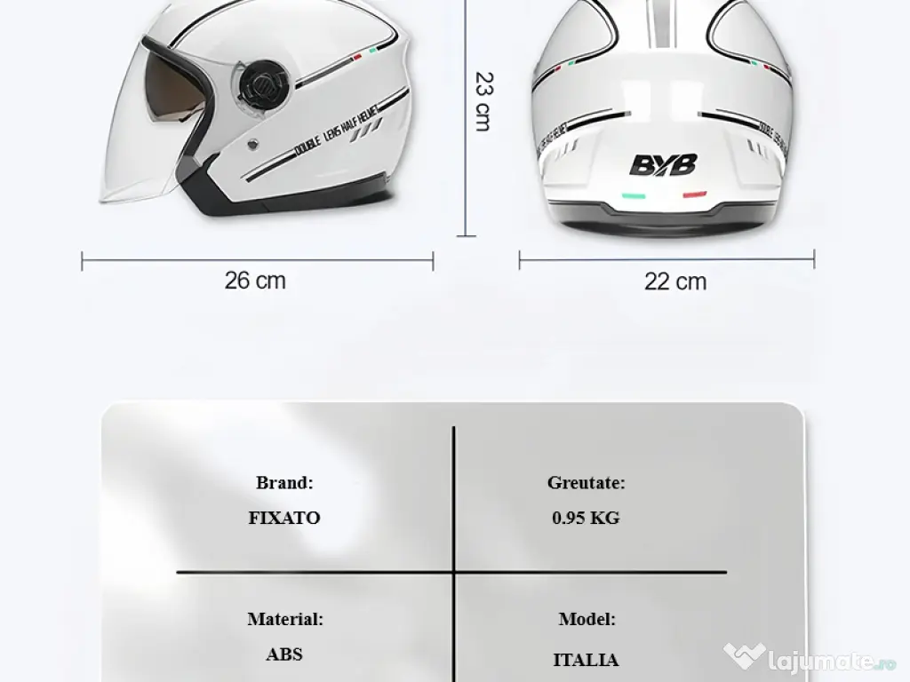 Casca Moto/Scuter Italia, Viziera Dubla, Protectie UV, marime universala, Neagra 