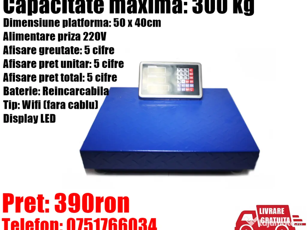 Cantar Platforma Portabil Marfa Cereale Animale Colete Reincarcabil 300kg