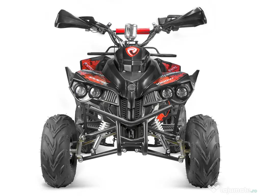 ATV electric NITRO ecoWarrior 1000W 48V 20Ah, roti 7 inch Rosu 