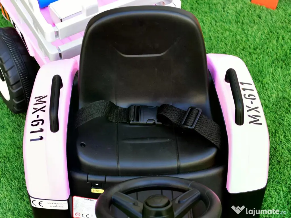 Tractoras electric Kinderauto BJ611 2x30W 12V cu remorca si RCv Pink 