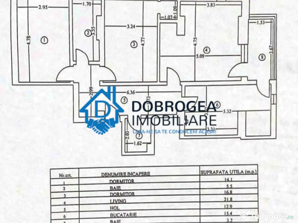 CENTRAL- 3 CAMERE DECOMANADAT, ETAJ 3 , SUPRAFATA 95 MP