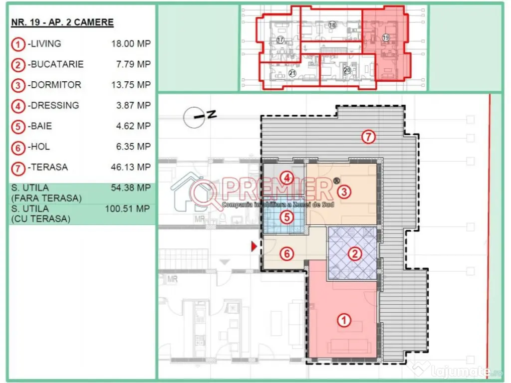 Popesti Leordeni - 2 camere cu 46mp terasa 