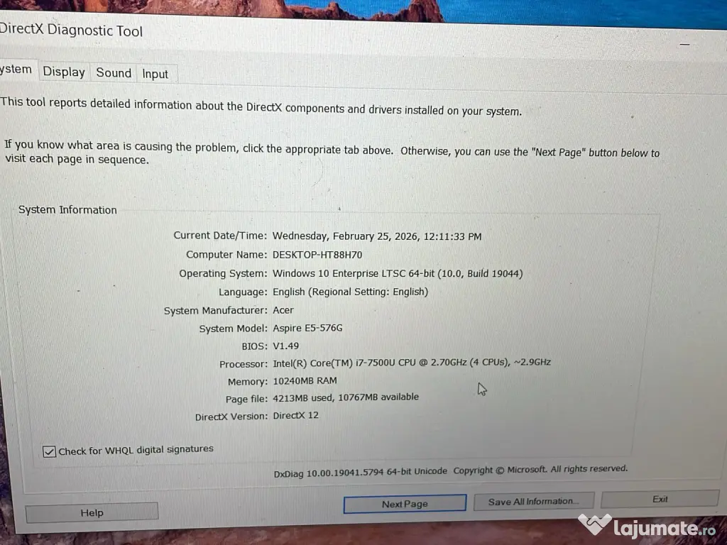 Vând Laptop Acer Aspire E15 