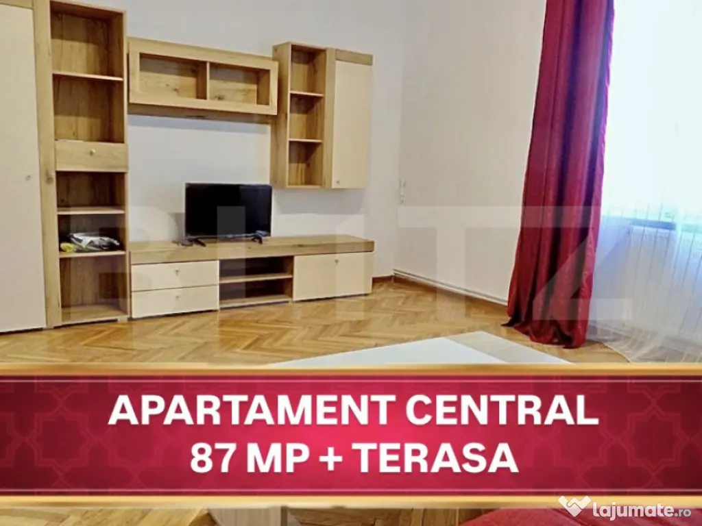 Apartament cu 3 camere + Terasa, 87 mp, zona Central 