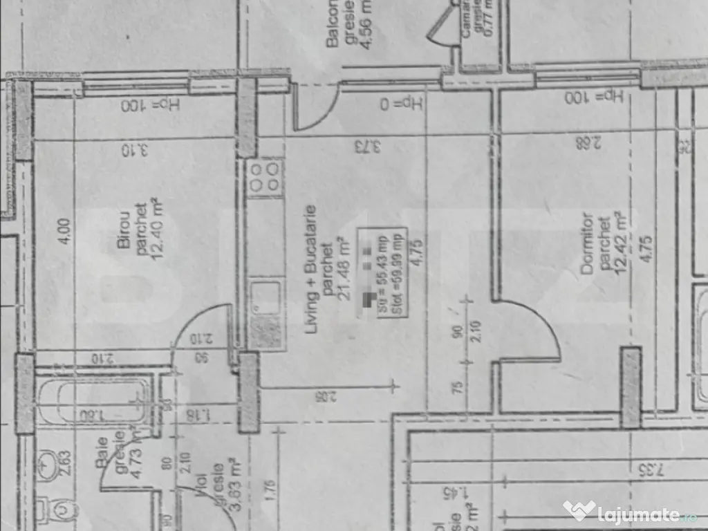 Apartament 3 camere, semifinisat, zona BMW 