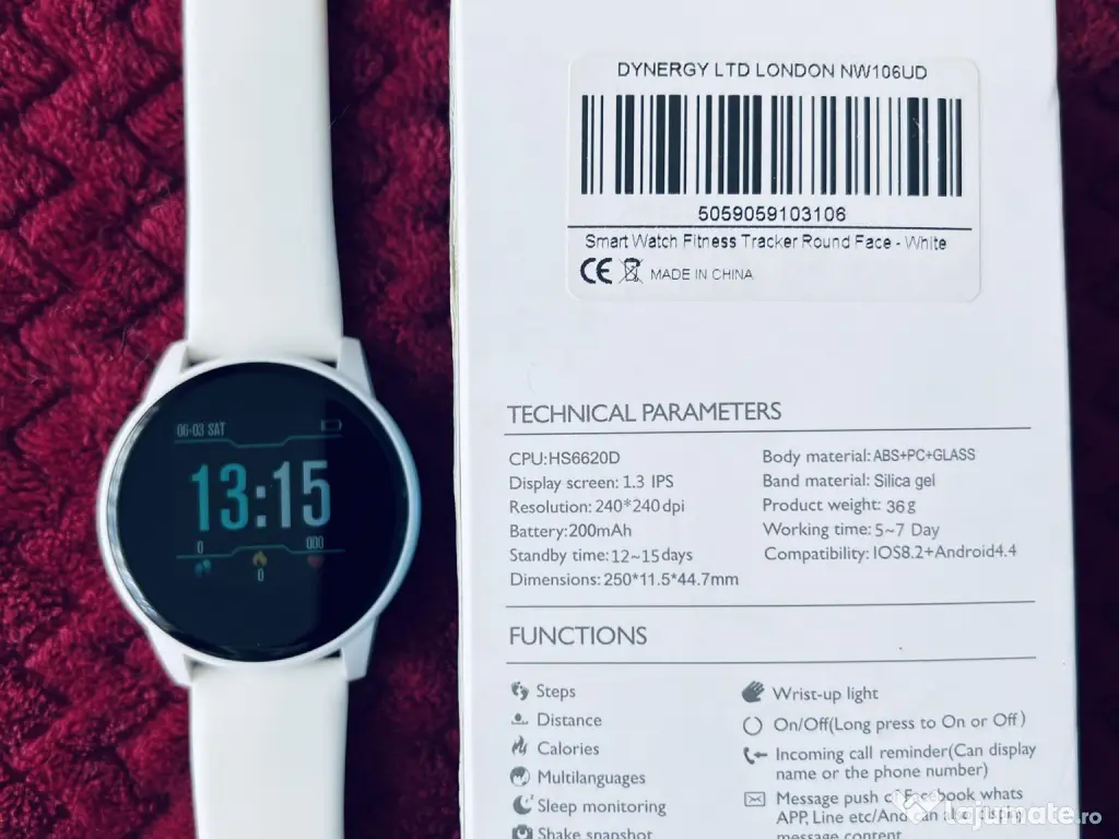 Smart Watch Fitness Tracker Alb in Cutie 