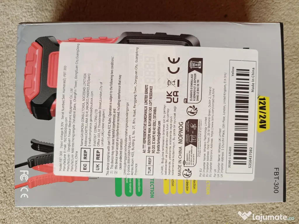 Analizor Baterie Auto FBT-300 12V-24V, 100-2000 CCA, 2-220 Ah - NOU / SIGILAT 