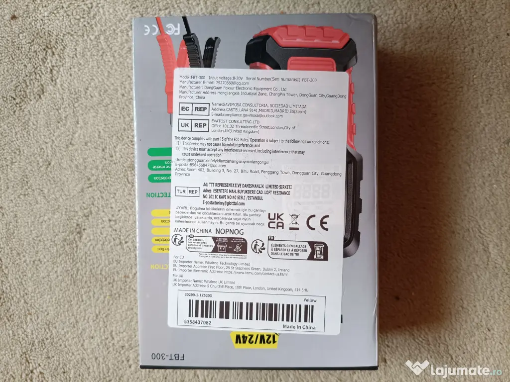 Analizor Baterie Auto FBT-300 12V-24V, 100-2000 CCA, 2-220 Ah - NOU / SIGILAT 