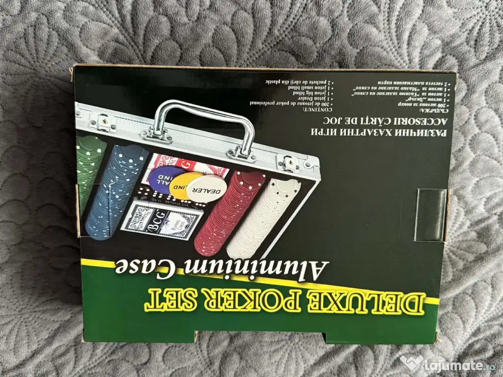 Vând Joc Poker 200 de jetoane, cutie aluminiu, 2 pachete cărți 
