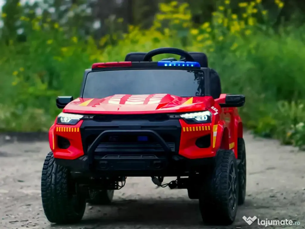 Masinuta electrica pentru 2 copii Kinderauto FirePatrol 4x200w, 24V RED 