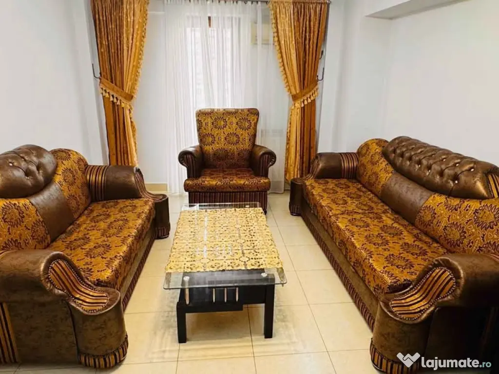 Living Premium: Canapea Extensibilă + Canapea Fixă + Fotoliu + Masă CADOU 