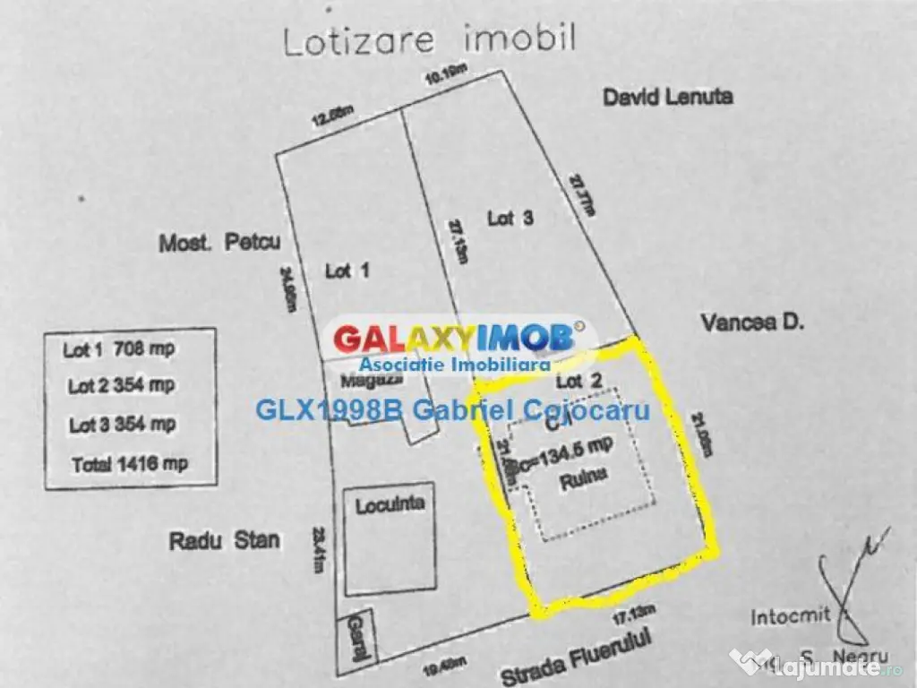 Teren construibil 345 mp | Str. Fluierului | langa Profi