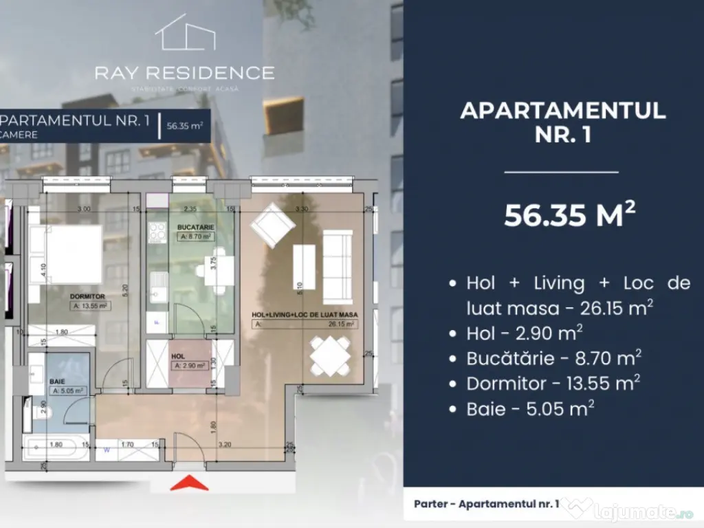 Apartament 2 camere, complex rezidențial 