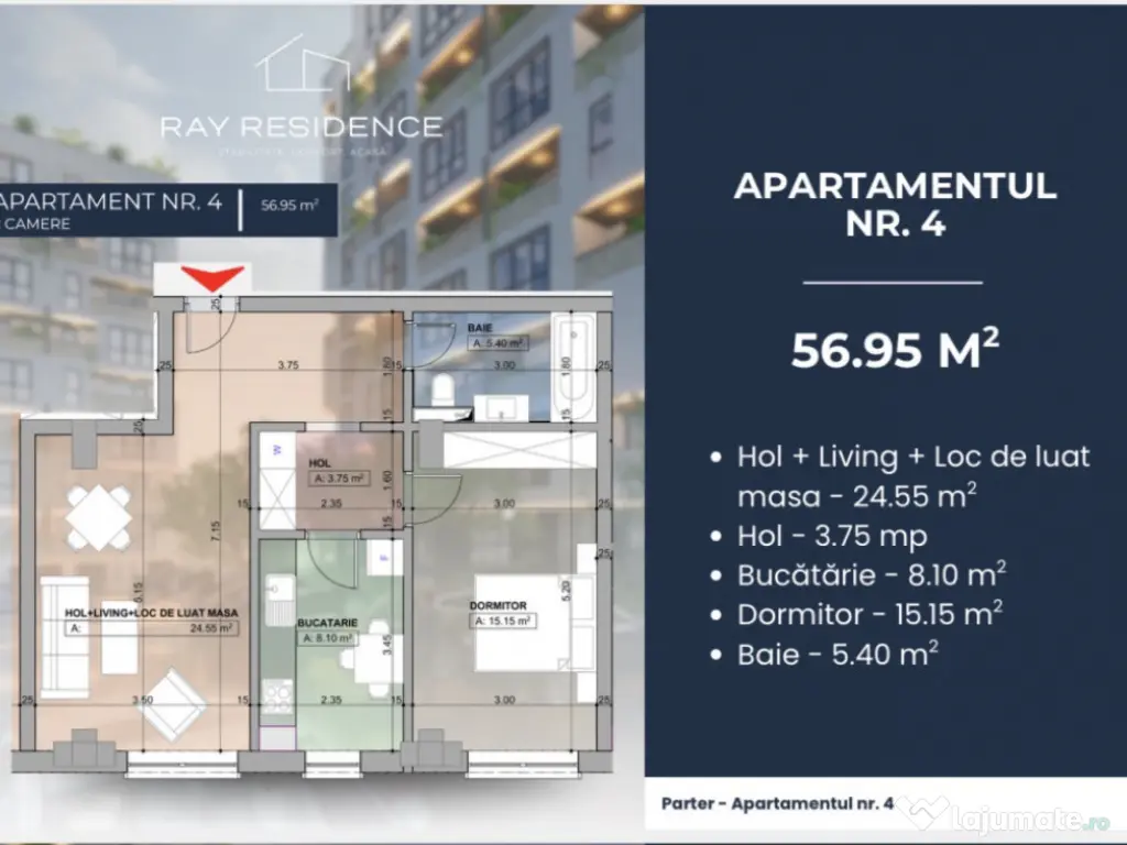 Apartament 2 camere, complex rezidențial 