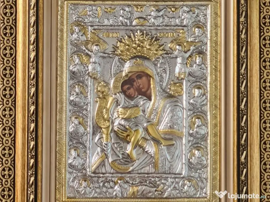 Icoana Maicii Domnului Argintata Relief 3 D 