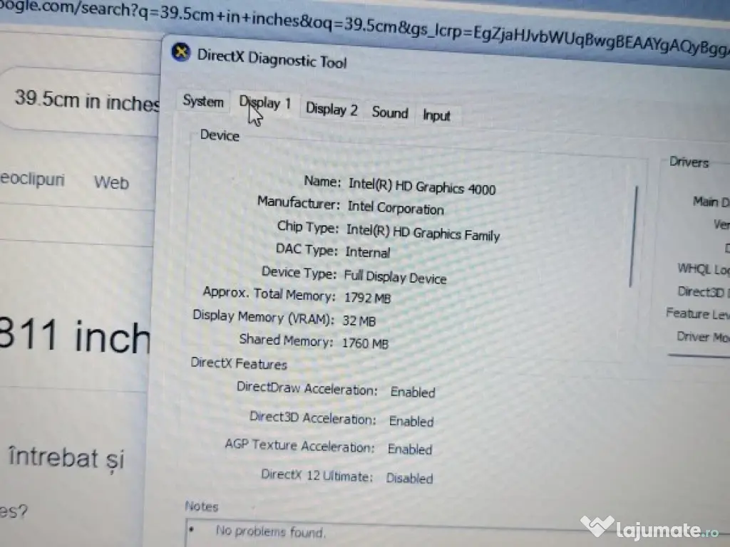 Laptop Samsung I5-3210M, Ram 8GB SSD 256GG Video 2gb 