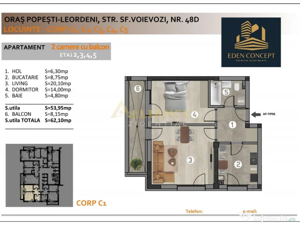 NOU Apartament 2 camere Popesti Leordeni 