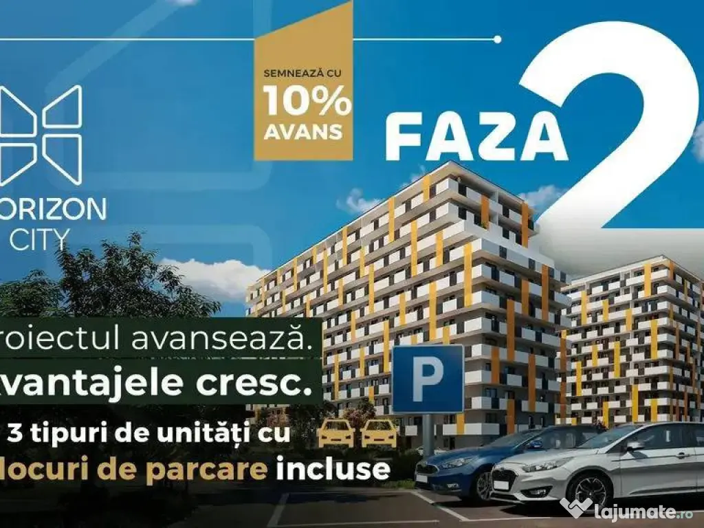 Horizon City: 2 camere + balcon 16.51 mp + 2 parcări Kla... 