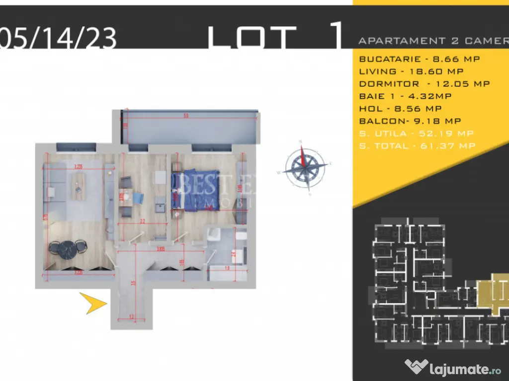 Apartament 2 camere design modern/Mutare Rapida 