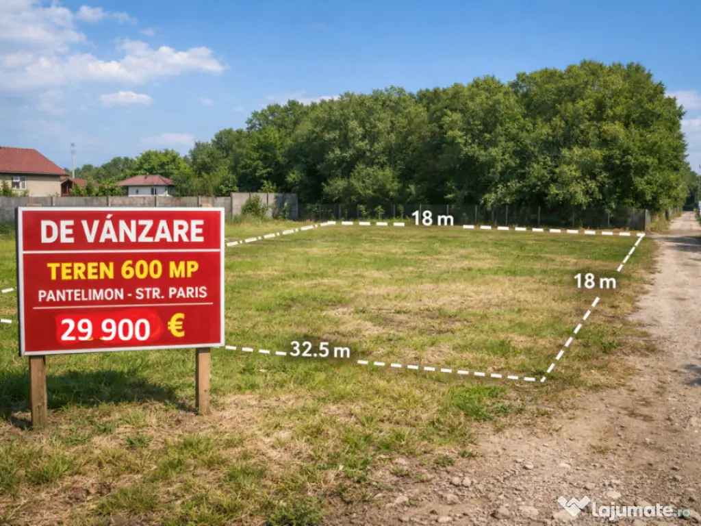 Teren 600 mp la Padure cu front 18 m la str Paris Pantelimon