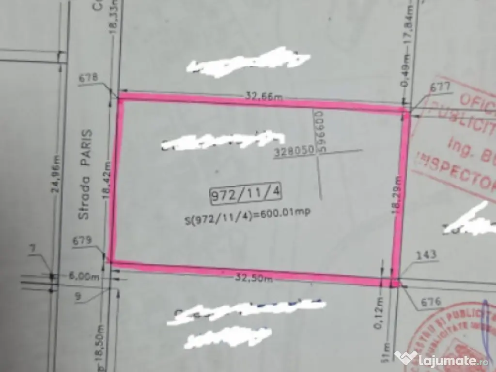 Teren 600 mp la Padure cu front 18 m la str Paris Pantelimon 