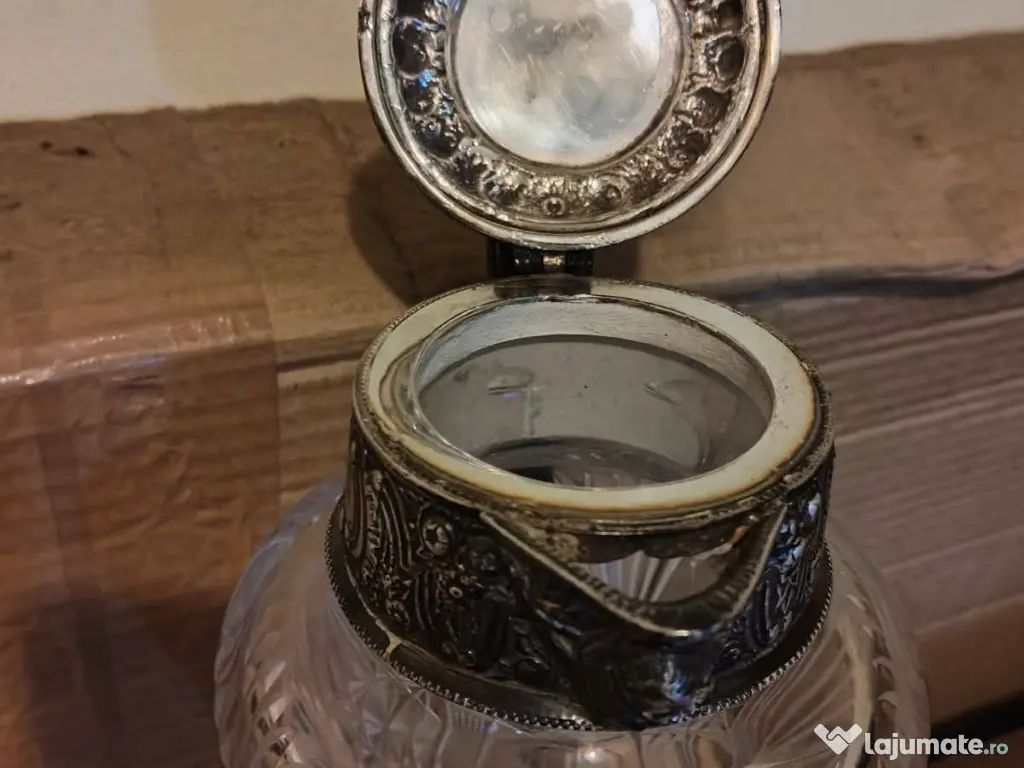Carafa argint și cristal antika 