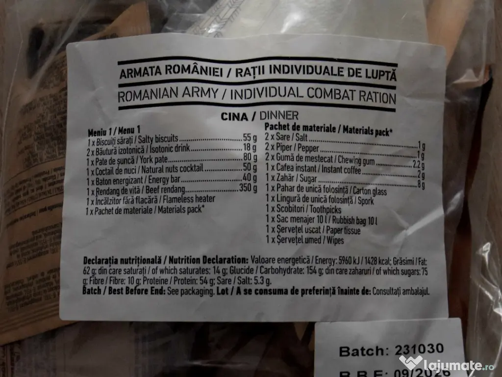 Rații individuale de luptă MRE – camping / survival 