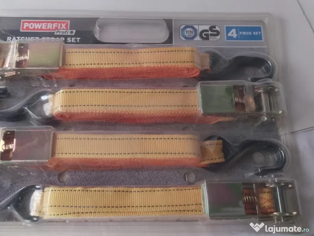 Chingi ancorare marfa Powerfix 5m - Set 4 bucati - Noi Sigilate, cu Manual 