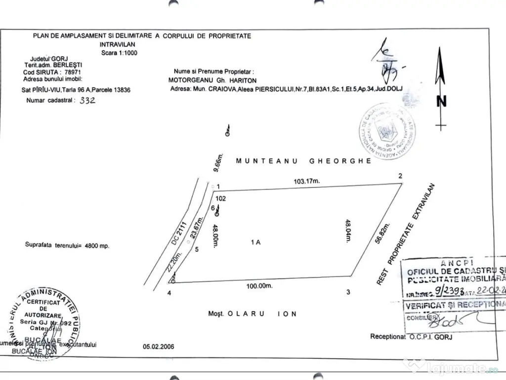 Teren 18.480 mp de vânzare Berlești, Gorj 