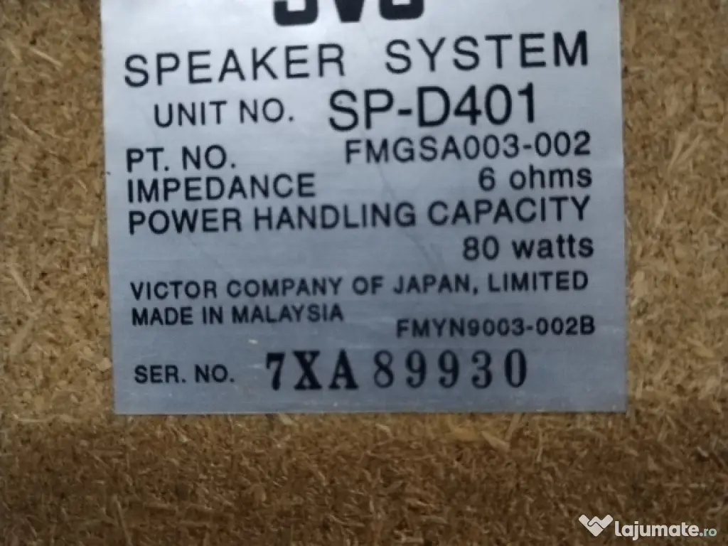 Boxe JVC de 80W pe 6 ohmi Hi-Fi 