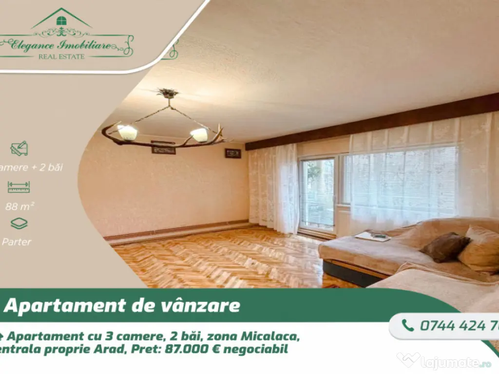 Apartament cu 3 camere si centrala proprie, zona 500 Micalac 