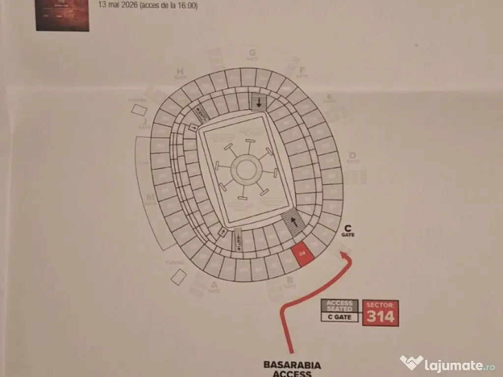 Vând 2 bilete la Vând 2 bilete la concertul Metallica din data de 13.05.2026 București 