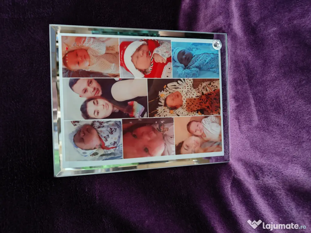 Tablou de sticla personalizat cu poza si text 